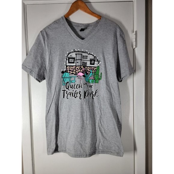 Queen of the trailer park T-SHIRT (GREY) SIZE: Large‎ - Picture 1 of 6